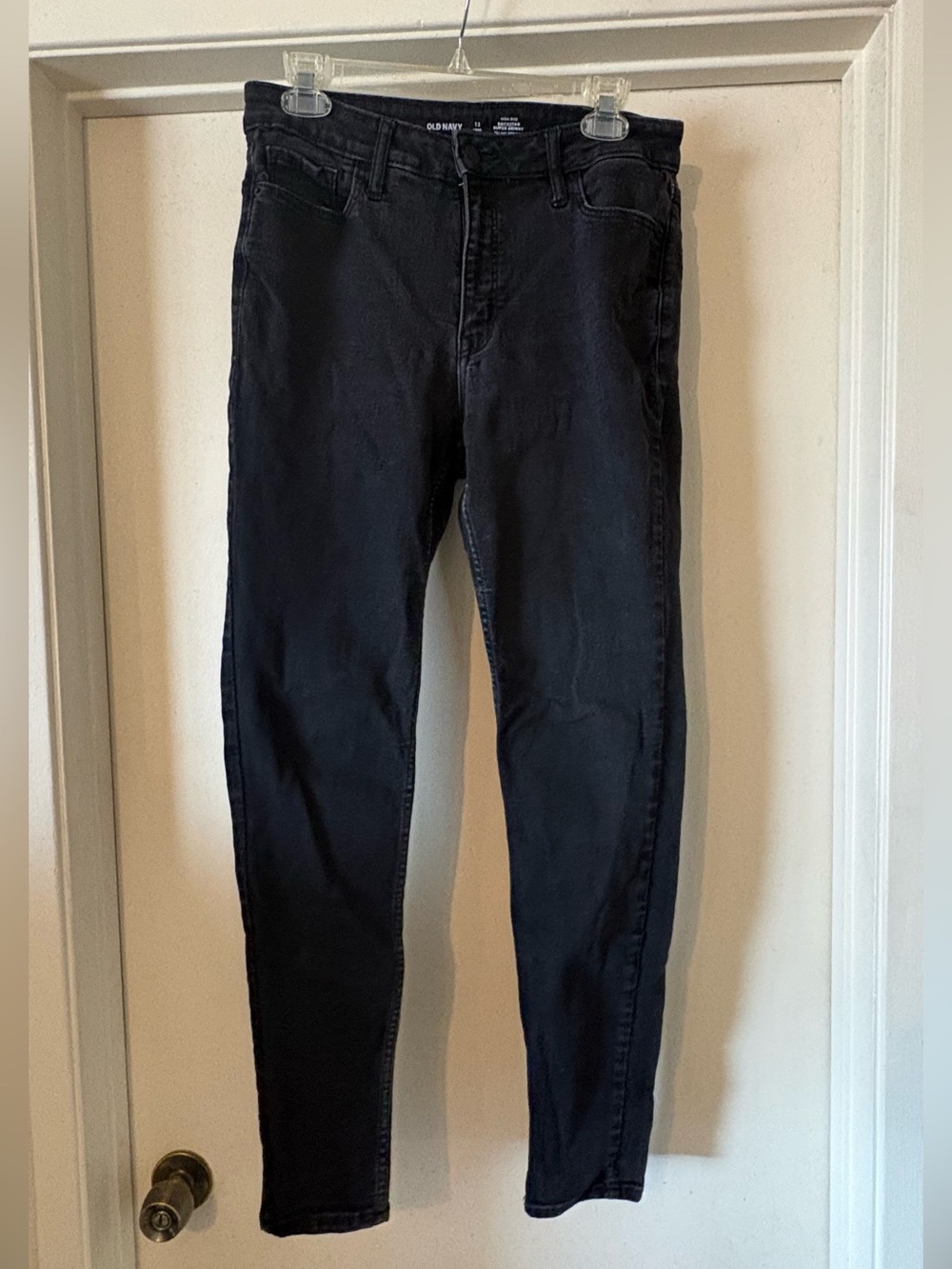 Old Navy High Rise Rockstar Super Skinny Jeans Washed Black 12 Long Tall